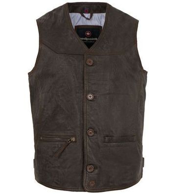 Redpoint - Herren Echtleder Lederweste Weste Lammnubuk dunkelbraun