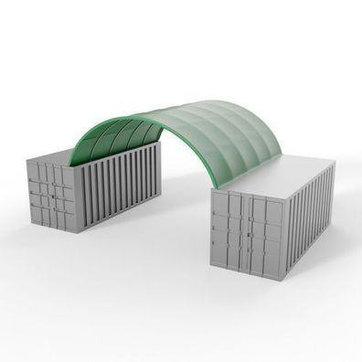 Containerdach in grün 6x6m PVC 750g/m2