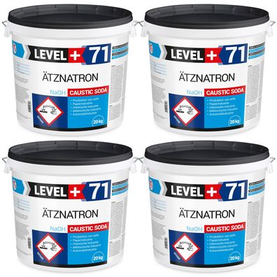 Ätznatron Eimer 4x20kg Natriumhydroxid Kaustisches Soda NaOH LEVEL PLUS L+71