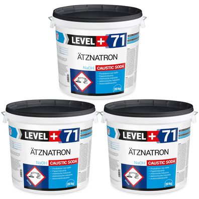 Ätznatron Eimer 3x20kg Natriumhydroxid Kaustisches Soda NaOH LEVEL PLUS L+71