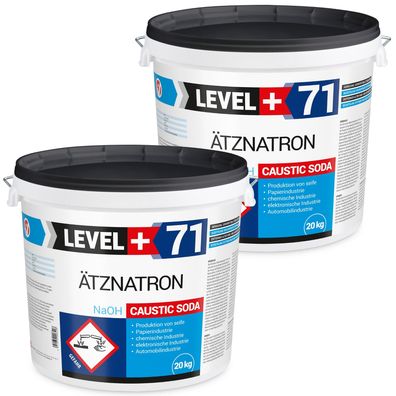 Ätznatron Eimer 2x20kg Natriumhydroxid Kaustisches Soda NaOH LEVEL PLUS L+71