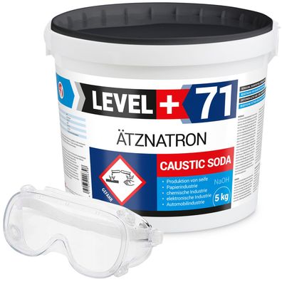 Ätznatron Kaustisches Soda NaOH Eimer 1x5kg + Schutzbrille Set L+71