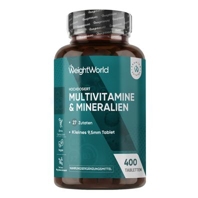 WeightWorld Multivitamin Tabletten - 400 vegane Tabletten - 27 Zutaten