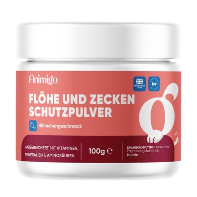 animigo Flohpulver - Zeckenschutz für Hunde - 100 g Pulver