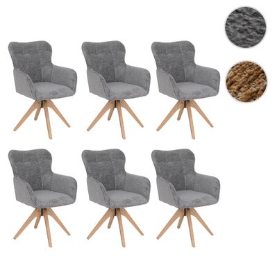 6er-Set Esszimmerstuhl HWC-Q35, drehbar Auto-Return, Stoff/Textil 680g/m² Holz