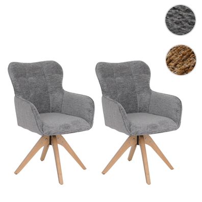 2er-Set Esszimmerstuhl HWC-Q35, drehbar Auto-Return, Stoff/Textil 680g/m² Holz