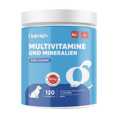Animigo 18 in 1 Vitamine für Hunde - 120 Multivitamine Kausnacks