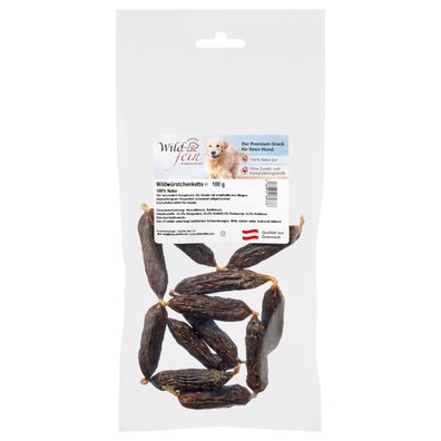 Wild & Fein Kettenwürstchen Wild, 100 g - leckerer Kauartikel für Hunde