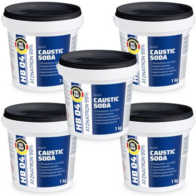 Ätznatron Kaustisches Soda NaOH Natriumhydroxid Eimer 5x1kg HALBAU HB04