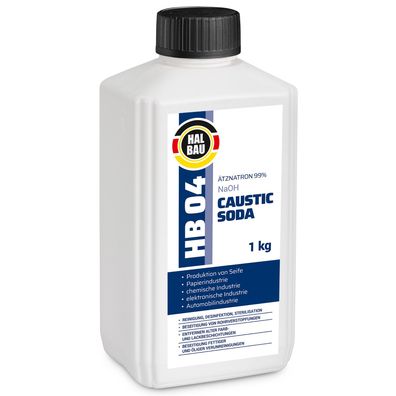 Ätznatron Kaustisches Soda NaOH Natriumhydroxid Flasche 1x1kg HALBAU HB04