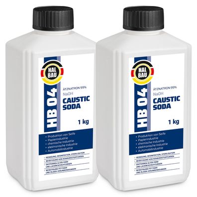 Ätznatron Kaustisches Soda NaOH Natriumhydroxid Flasche 2x1kg HALBAU HB04