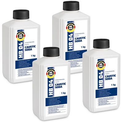 Ätznatron Kaustisches Soda NaOH Natriumhydroxid Flasche 4x1kg HALBAU HB04