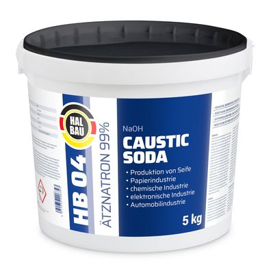 Ätznatron Kaustisches Soda NaOH Natriumhydroxid Eimer 1x5kg HALBAU HB04