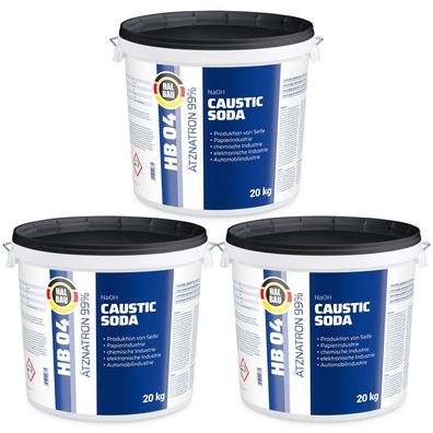 Ätznatron Kaustisches Soda NaOH Natriumhydroxid Eimer 3x20kg HALBAU HB04