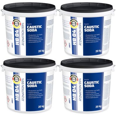 Ätznatron Kaustisches Soda NaOH Natriumhydroxid Eimer 4x20kg HALBAU HB04