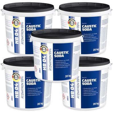 Ätznatron Kaustisches Soda NaOH Natriumhydroxid Eimer 5x20kg HALBAU HB04