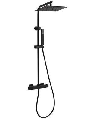 Duschsäule CUBI Thermostatisch Duschsystem, Brausegarnitur in Schwarz Dusch-Set