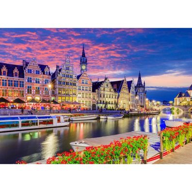 ENJOY Puzzle Gent in der Abenddämmerung, Belgien 1000 Teile