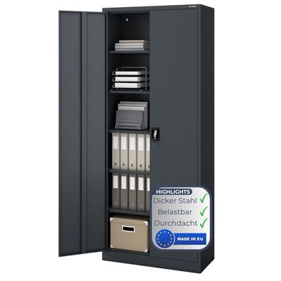 Aktenschrank abschlie?bar JAN Fl?gelt?ren 220x90x40cm Anthrazit