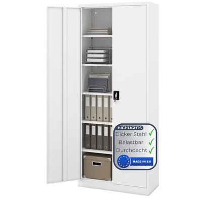 Aktenschrank abschlie?bar JAN Fl?gelt?ren 220x90x40cm Wei?