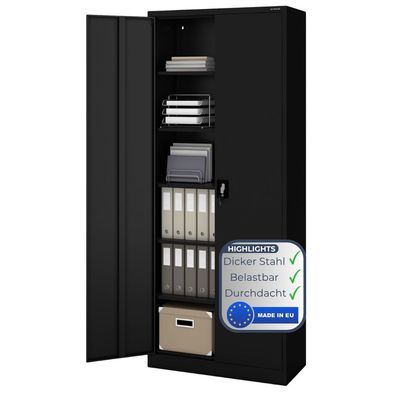 Aktenschrank abschließbar KADO Flégeltéren 220x90x40cm Schwarz