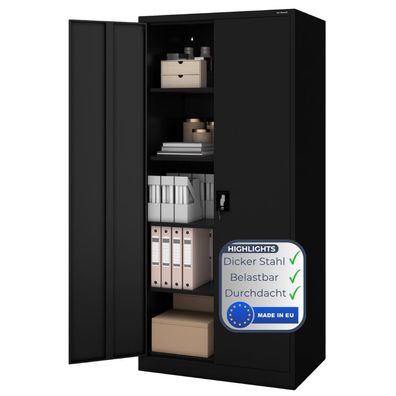 Aktenschrank abschließbar KADO Flégeltéren 195x90x60cm Schwarz