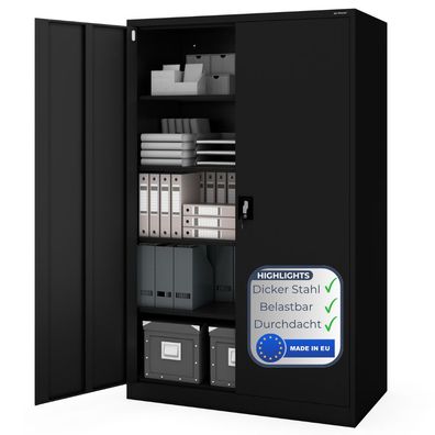Aktenschrank abschlie?bar JAN Fl?gelt?ren 185x115x60cm Schwarz