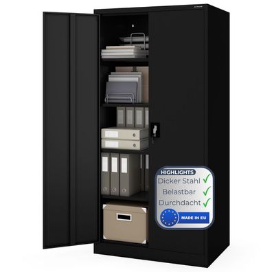 Aktenschrank abschließbar KADO Flégeltéren 185x90x60cm Schwarz