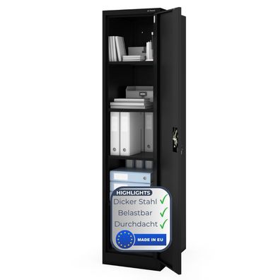 Aktenschrank abschließbar KADO Flégeltéren 185x45x60cm Schwarz