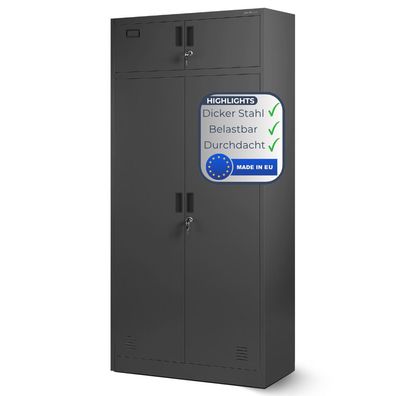 Mehrzweckschrank Metall mit Erweiterung GINA 185x90x50cm Anthrazit