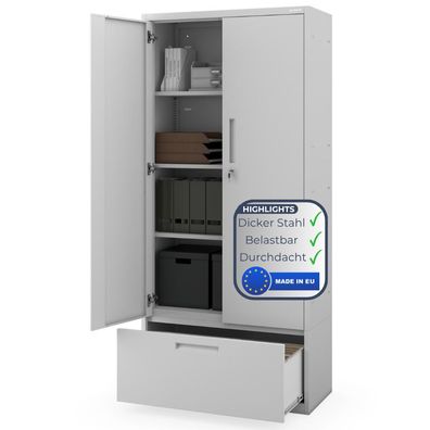 Metallschrank mit Hohe Schublade MEGAN 195x90x40cm Grau
