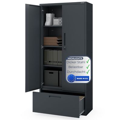 Metallschrank mit Hohe Schublade MEGAN 195x90x40cm Anthrazit