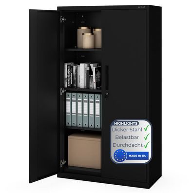 Metallschrank mit Sockel RUEL 160x90x40cm Schwarz