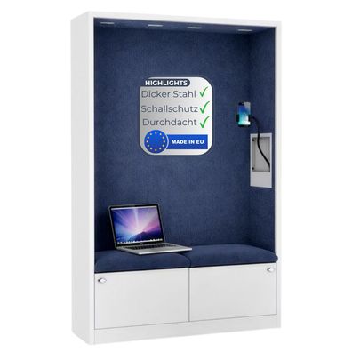 Akustikkabine mit Schalld?mmung SALLY 185x115x40cm Wei?-Blau