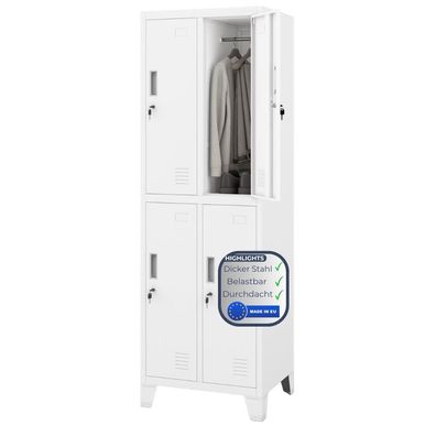 Umkleideschrank Spind BARTEK 4 Abteile 172x55,9x45cm Wei?