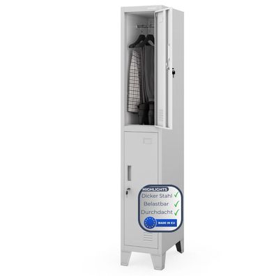 Umkleideschrank Spind BARTEK 2 Abteile 172x29,2x45cm Grau