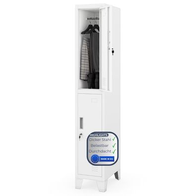 Umkleideschrank Spind BARTEK 2 Abteile 172x29,2x45cm Wei?