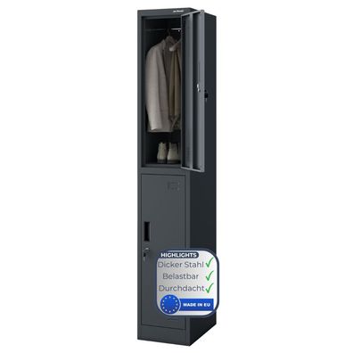 Umkleideschrank Spind IGOR 2 Abteile 185x31,7x45cm Anthrazit
