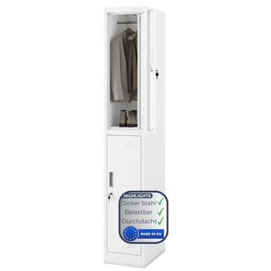 Umkleideschrank Spind IGOR 2 Abteile 185x31,7x45cm Wei?