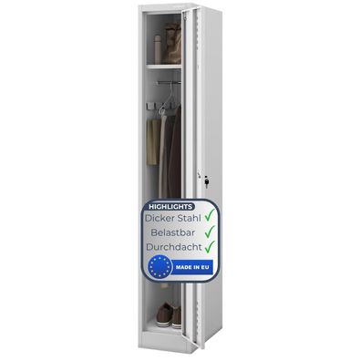 Umkleideschrank Spind KACPER 1 Abteil 180x30x50cm Grau