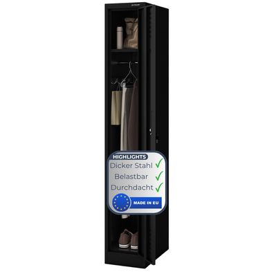 Umkleideschrank Spind KACPER 1 Abteil 180x30x50cm Schwarz