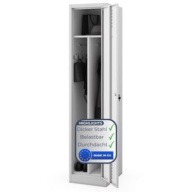 Umkleideschrank Spind WIEN 1 Abteil 180x40x50cm Grau