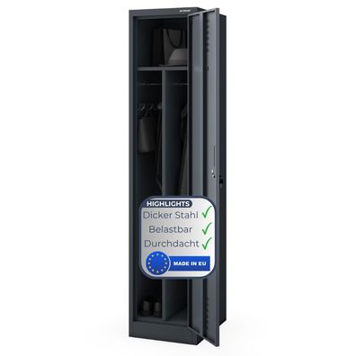 Umkleideschrank Spind KACPER 1 Abteil 180x40x50cm Anthrazit