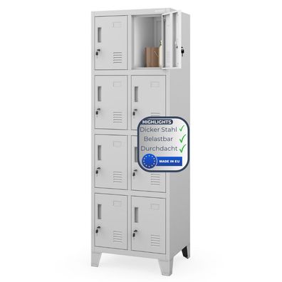Schlie?fachschrank Spind ROBERT 8 F?cher 172x55,9x45cm Grau
