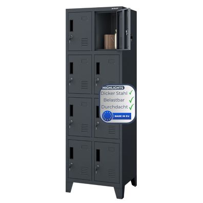 Schlie?fachschrank Spind ROBERT 8 F?cher 172x55,9x45cm Anthrazit
