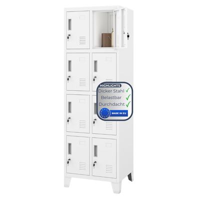 Schlie?fachschrank Spind ROBERT 8 F?cher 172x55,9x45cm Wei?