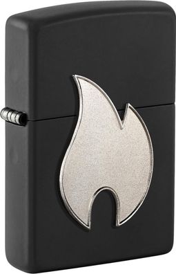 Zippo Benzinfeuerzeug Big Flame, Schwarz Silver