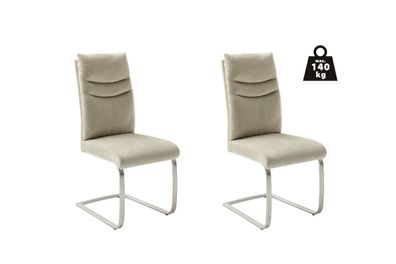 Esszimmerstühle Stühle GIBARA Schwinger Vintage Velouroptik creme