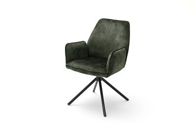 Esszimmerstühle Stühle OTTAWA 2 4-Fuß mit Armlehne Velour olive