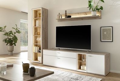 Santerno Wohnkombination 1 264x197x50 cm Soft white Melamin